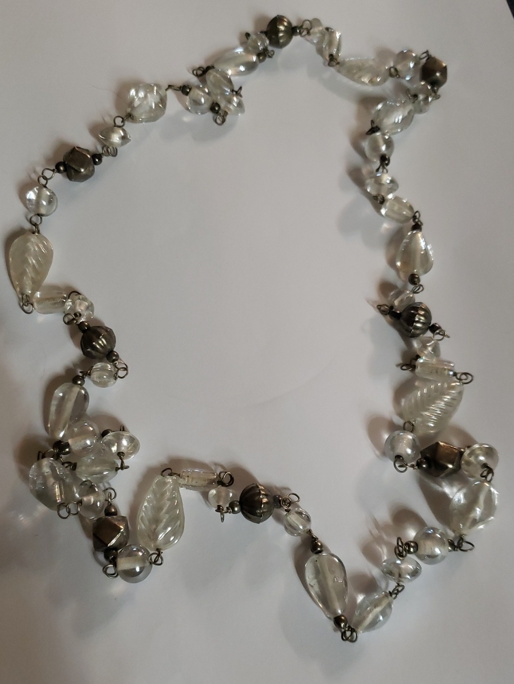 Vintage Clear and Deep "Bronz" Bead Statement Necklace